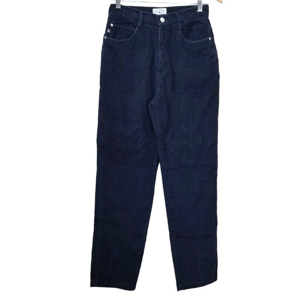 90's Vintage Ki-Ko-Mo Navy Corduroy Straight Leg High Waist Size 7/8